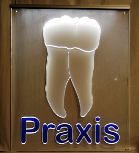 Türschild »Zahn-Praxis« transparent, Niederrhein